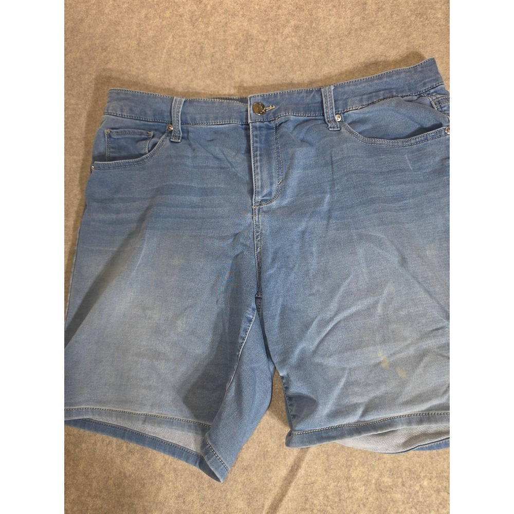 Jule J Womens Light Wash Stretch Denim Shorts Blue‎ Size 16 Casual Summer